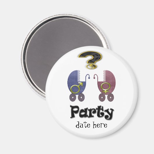 性別によるパーティーギフトと招待状の表示 マグネット (正面/裏面)