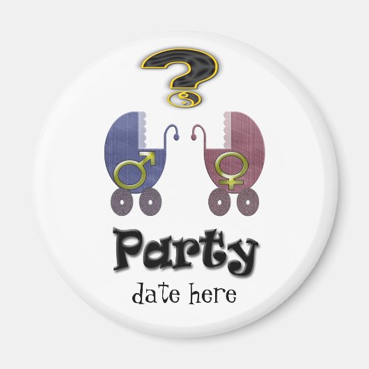 性別によるパーティーギフトと招待状の表示 マグネット (正面)