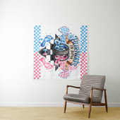 性別によるパーティーピンクの青の背景 タペストリー (インサイチュ(横))