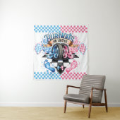 性別によるパーティーピンクの青の背景 タペストリー (インサイチュ)