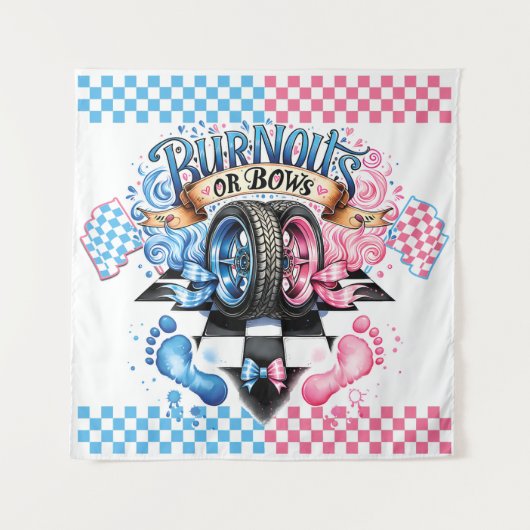 性別によるパーティーピンクの青の背景 タペストリー (正面)