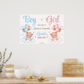 性別によるパーティー歓迎サインteddy bearsの表示 ポスター (キッチン)