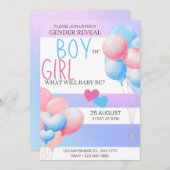 性別によるパーティー、男の子または女の子、ピンクと青の表示 シーズンカード (正面/裏面)