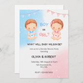 性別によるパーティー、男の子または女の子、ピンクと青の表示 シーズンカード (正面/裏面)