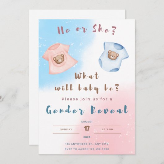 性別によるパーティー、男の子または女の子、ピンクと青の表示 シーズンカード (正面/裏面)