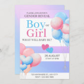 性別によるパーティー、男の子または女の子、ピンクと青の表示 シーズンカード (正面/裏面)