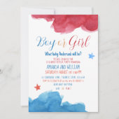 性別によるピンクとブルーのパーティー 招待状 (正面)