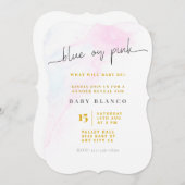 性別によるピンクまたはブルーの表示 招待状 (正面/裏面)