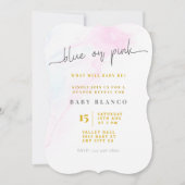 性別によるピンクまたはブルーの表示 招待状 (正面)