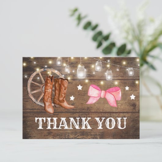 性別によるブーツまたは弓の表示 サンキューカード (スタンド正面)