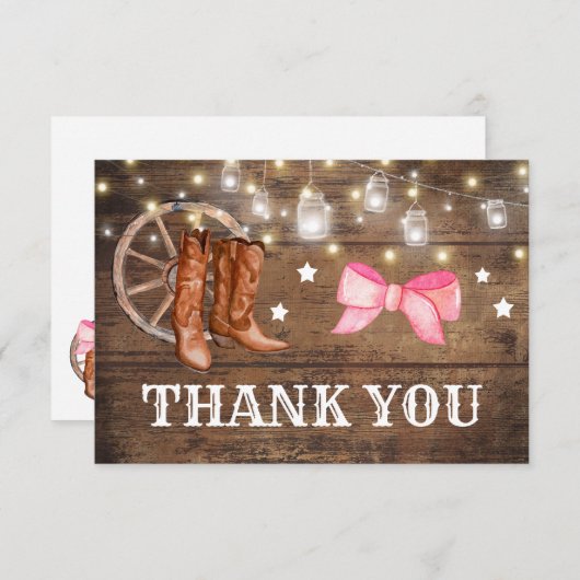 性別によるブーツまたは弓の表示 サンキューカード (正面/裏面)