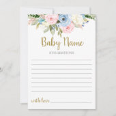 性別によるベビー名の提示招待状 招待状 (正面)