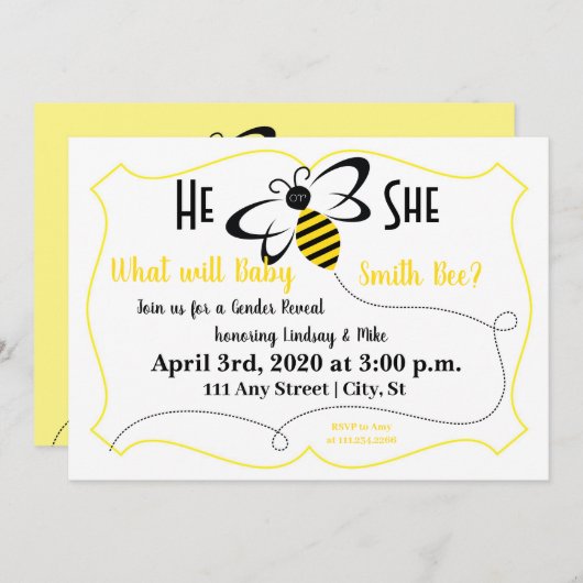 性別によるベビー間パーティーの表示 招待状 (正面/裏面)