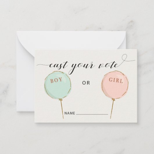 性別による投票カードのバルーンの表示 ノートカード (正面)