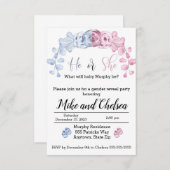 性別による招待の表示、彼または彼女 サンキューカード (正面/裏面)