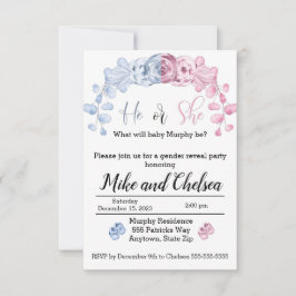 性別による招待の表示、彼または彼女 サンキューカード