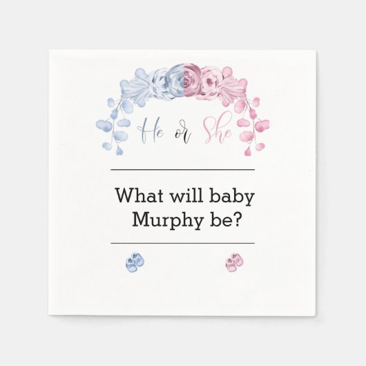 性別による招待の表示、彼または彼女 スタンダードカクテルナプキン (正面)