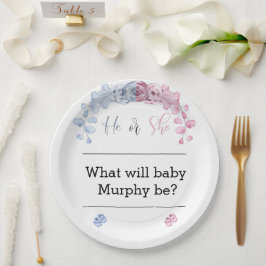 性別による招待の表示、彼または彼女 ペーパープレート