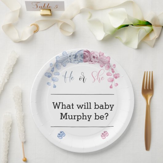 性別による招待の表示、彼または彼女 ペーパープレート (ウェディング)