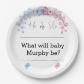 性別による招待の表示、彼または彼女 ペーパープレート (正面)