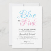 性別による招待状ブルーまたはピンク 招待状 (正面)