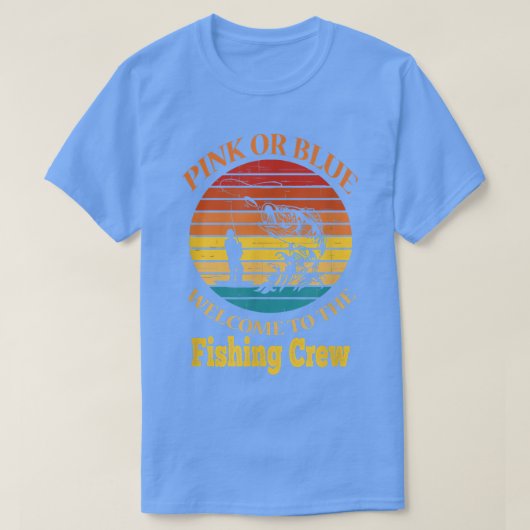 性別による漁師の魚釣りデザインの表示 Tシャツ (デザイン正面)