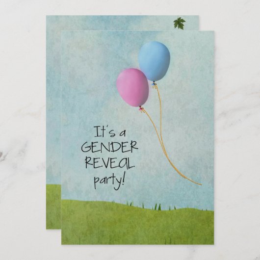 性別による表示パーティの招待状 – 風船 – 5 x 7 招待状 (正面/裏面)