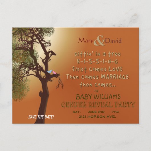 性別による表示パーティーの保存 案内ポストカード (正面)