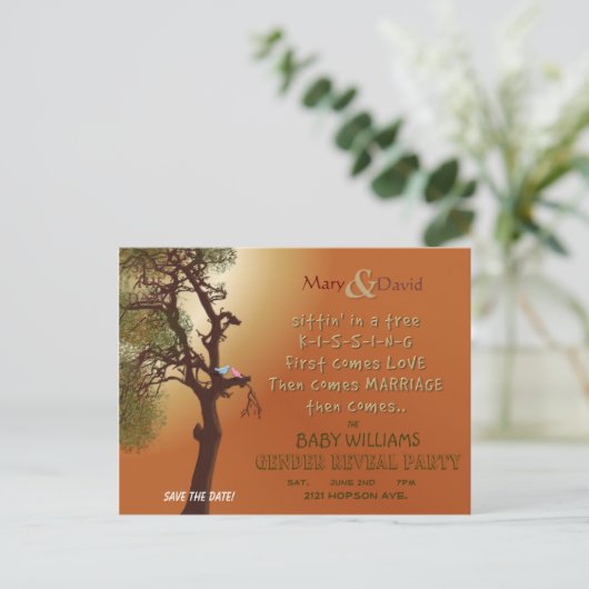 性別による表示パーティーの保存 案内ポストカード (スタンド正面)