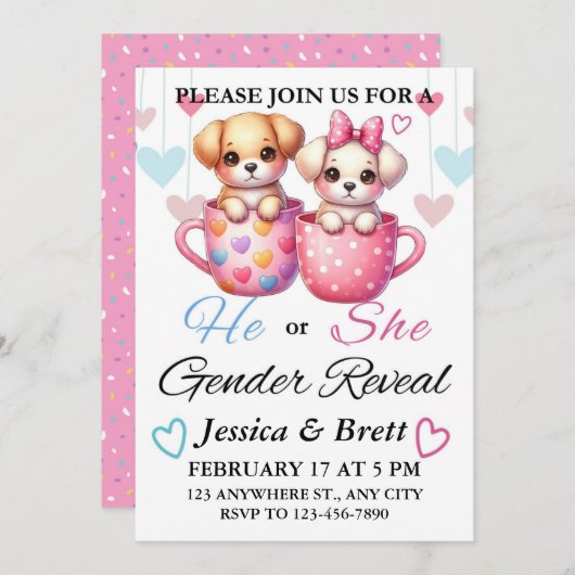 性別による表示招待状、パーソナライズされた招待状 招待状 (正面/裏面)