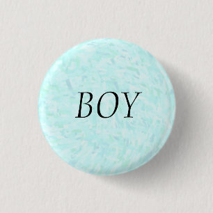 性別による青い紙吹雪「BOY」ピンボタンの表示 缶バッジ