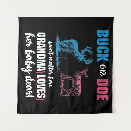 性別によるRevealバックまたはDoeパーティーおばあちゃん タペストリー (正面(横))