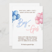 性別のパーティー少年または女の子のシンプルスクリプト 招待状 (正面/裏面)