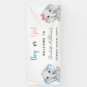 性別のパーティー男の子の青ピンクの象 横断幕 (縦)