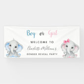 性別のパーティー男の子の青ピンクの象 横断幕 (横)