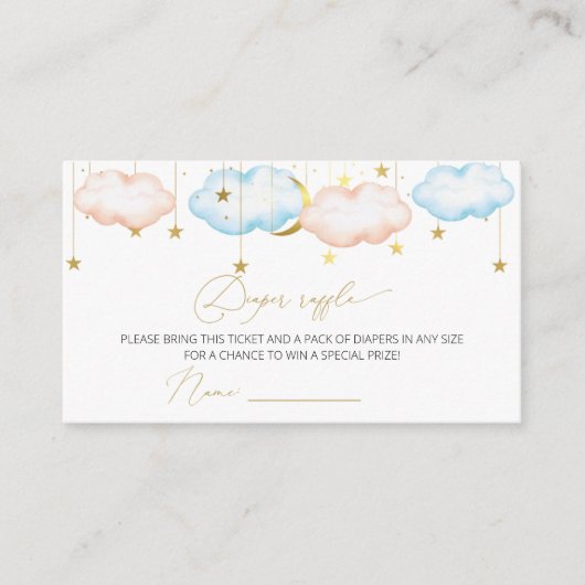 性別のリビールおむつラッフル、キラキラ小スターE エンクロージャーカード (正面)