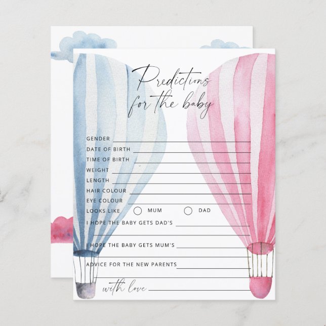 性別のリビールゲーム – ベビー予測とアドバイス (正面/裏面)