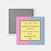 性別のリビール日付を保存するピンクとブルーバニー マグネット (正面/裏面)