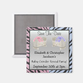 性別のリビール日付を保存するBunniesとアニマルプリント マグネット (正面/裏面)