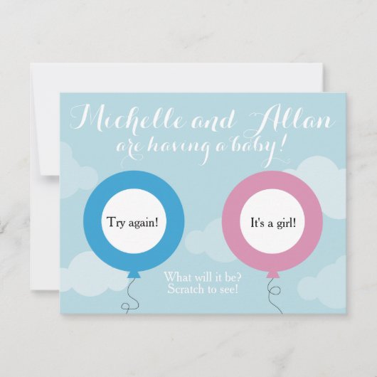 性別の偽のスクラッチカードの表示 案内状 (正面)