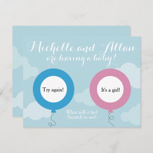 性別の偽のスクラッチカードの表示 案内状 (正面/裏面)