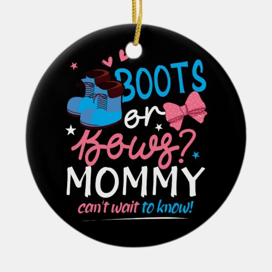性別の明けブーツ弓ママはBを知って待つカント セラミックオーナメント (正面)