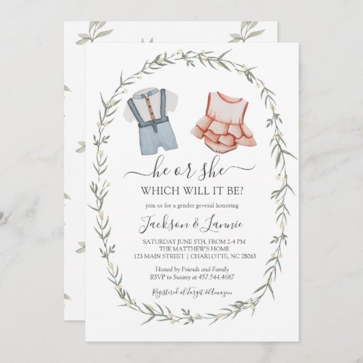 性別の明らかな招待、ヴィンテージの性別の明らかに 招待状 (正面/裏面)