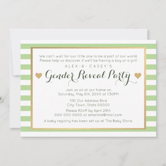 性別の明示パーティの招待状-クラシックストライプ 招待状 (正面)