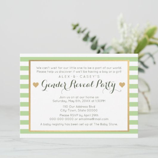 性別の明示パーティの招待状-クラシックストライプ 招待状 (スタンド正面)