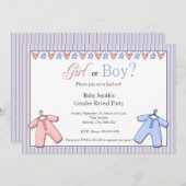 性別の明示パーティの招待状 招待状 (正面/裏面)