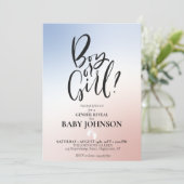 性別の明示パーティーグラデーション招待状。男の子か女の子 招待状 (スタンド正面)