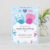 性別の表示の招待ベビーの靴 招待状 (スタンド正面)