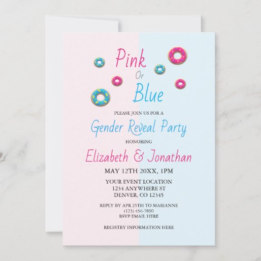 性別の表示をドーナツ 招待状 (正面)