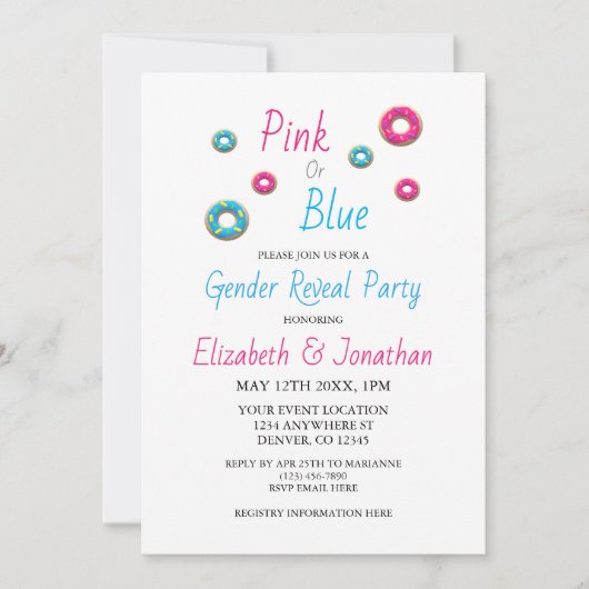 性別の表示をドーナツ 招待状 (正面)